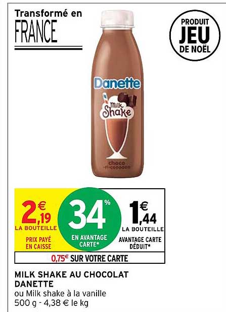 milk shake au chocolat danette
