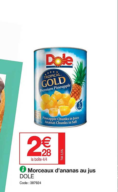 morceaux d'ananas au jus dole