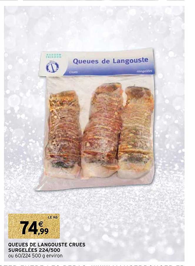 queues de langouste crues surgelées 224-500
