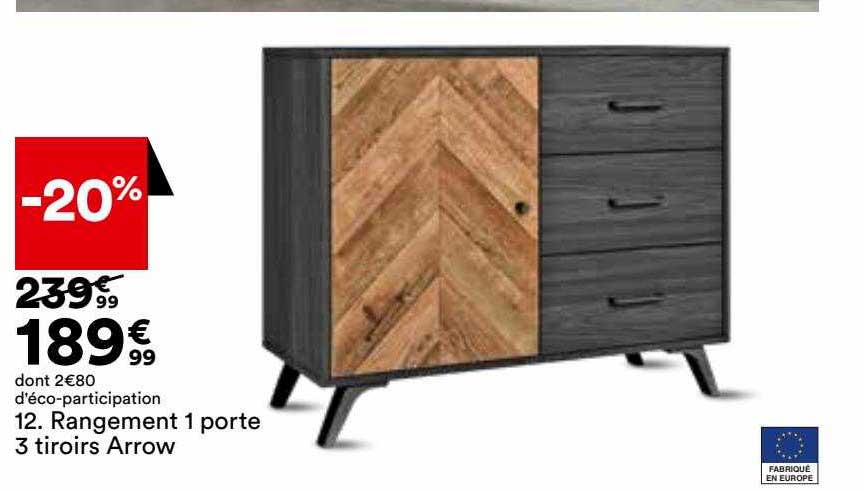 rangement 1 porte 3 tiroirs arrow