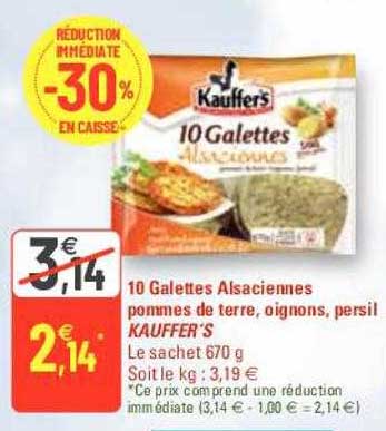 10 Galettes Alsaciennes Pommes De Terre, Oignons, Persil Kauffer's