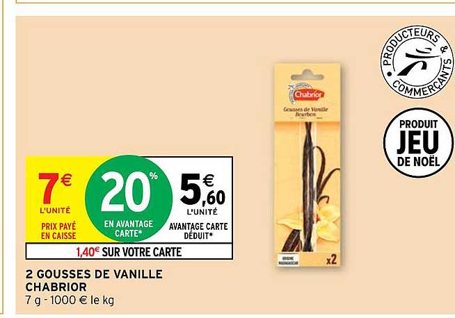 2 gousses de vanille chabrior