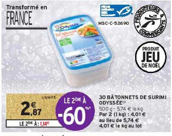 30 Bâtonnets De Surimi Odyssée