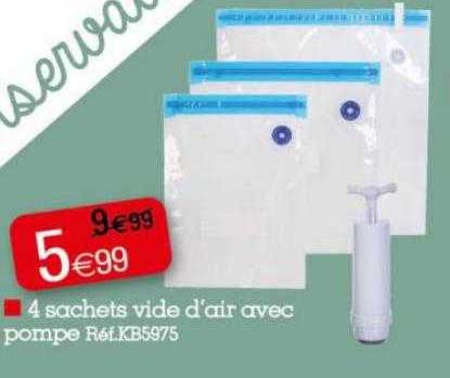 4 sachets vide d'air avec pompe