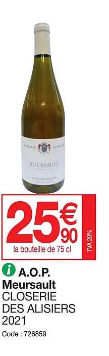 a.o.p. meursault closerie des alisiers 2021
