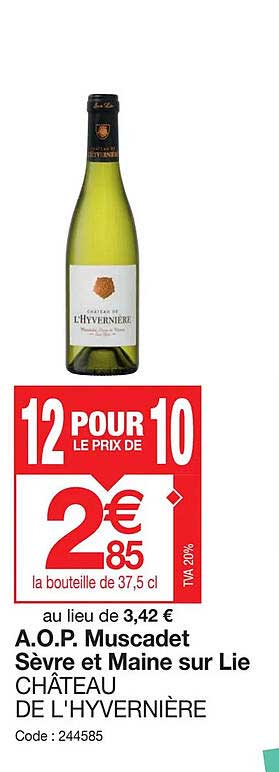 a.o.p. muscadet sèvre et maine sur lie château de l'hyvernière