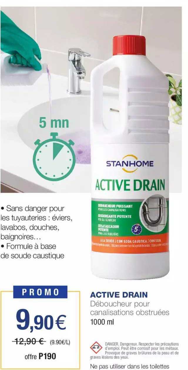 active drain déboucheur pour canalisations abstruées