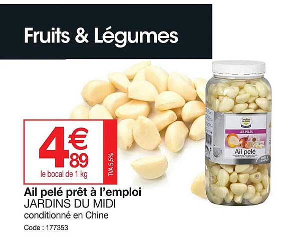 ail pelé prêt à l'emploi jardins du midi