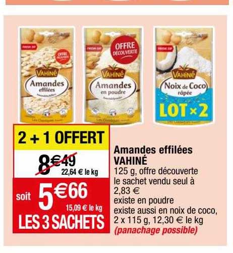 amandes effilées vahiné 2+1 offert