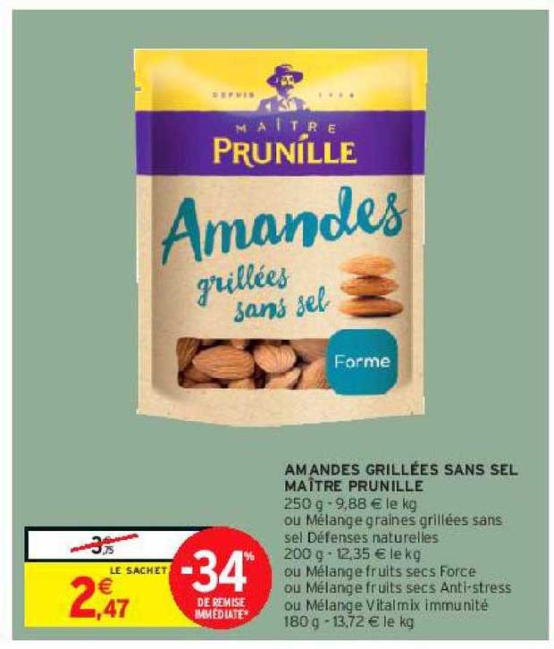 amandes grillées sans sel maître prunille