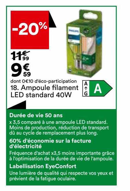 ampoule filament led standard 40w philips
