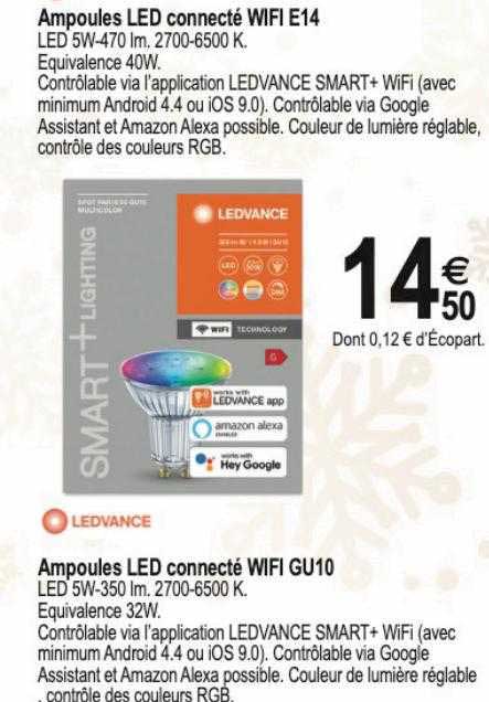 ampoules led connecté wifi gu10