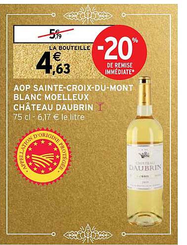 aop sainte-croix-du-mont blanc moelleux château daubrin