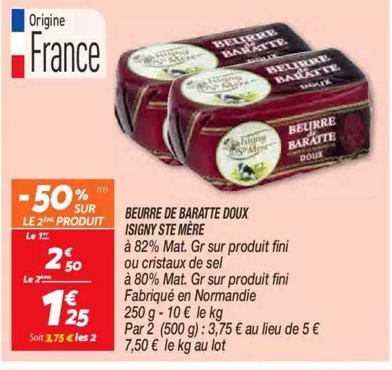 beurre de baratte doux isigny ste mère