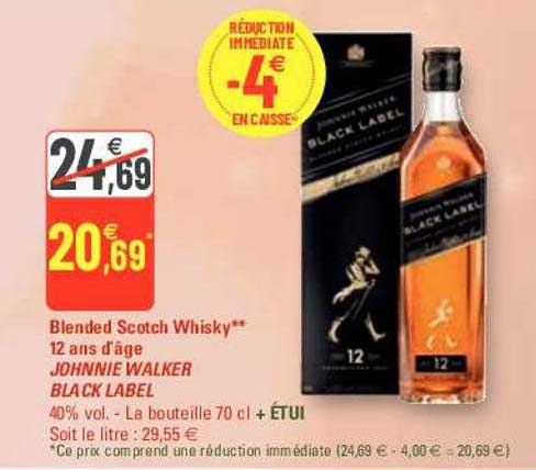 blended scotch whisky 12 ans d'âge johnnie walker black label