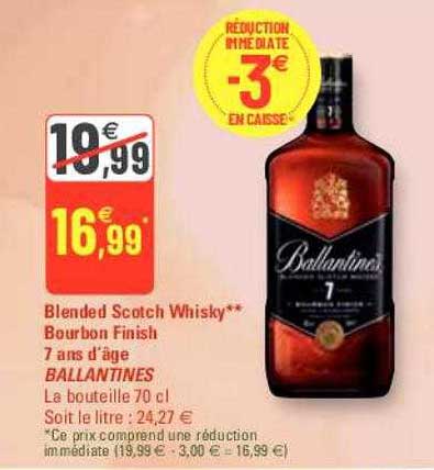 blended scotch whisky bourbon finish 7 ans d'âge ballantines