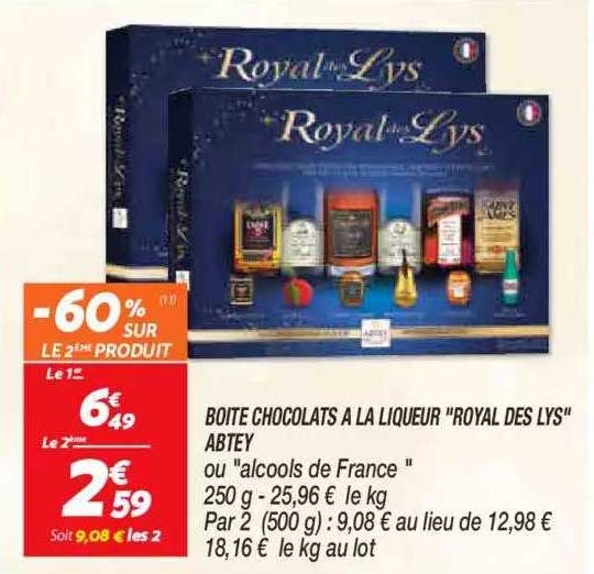 boîte chocolats à la liqueur royal des lys abtey