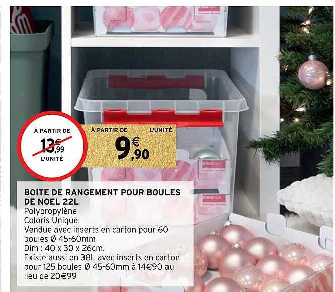 boîte de rangement pour boules de noël 22l