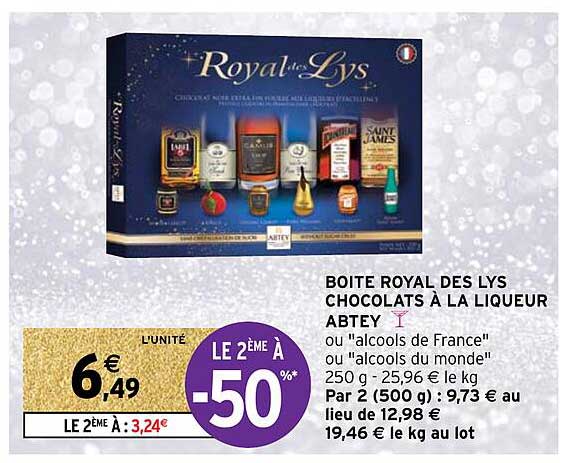 boîte royal des lys chocolats à la liqueur abtey