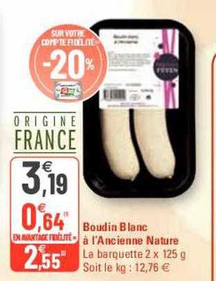 Boudin Blanc à L'ancienne Nature