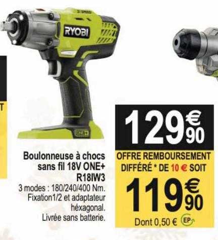 boulonneuse à chocs sans fil 18v one+ r18iw3 ryobi