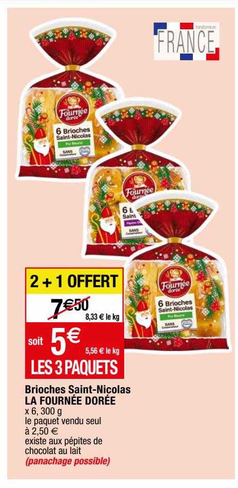 brioches saint-nicolas la fournée dorée 2+1 offert