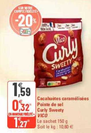 cacahuètes caramélisées pointe de sel curly sweety vico