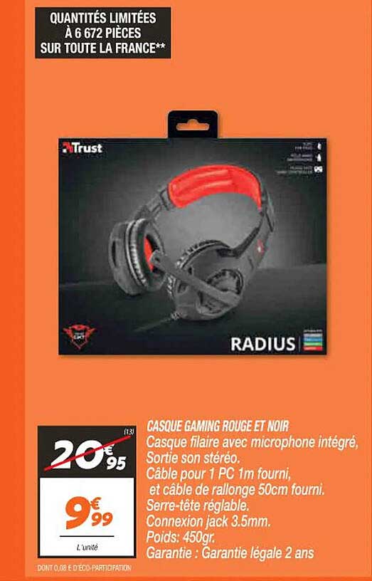 Casque Gaming Rouge Et Noir Trust