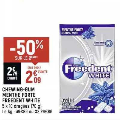 chewing-gum menthe forte freedent white