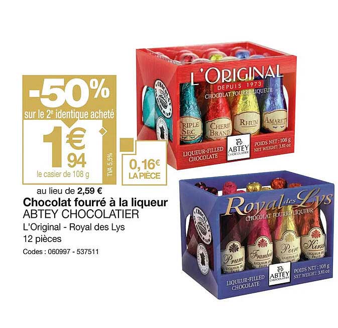 chocolat fourré à la liqueur abtey chocolatier