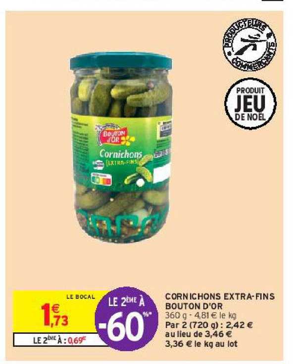 cornichons extra-fins bouton d'or