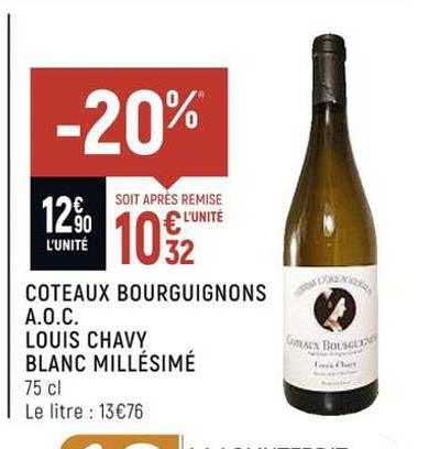 coteaux bourguignons a.o.c. louis chavy blanc millésimé