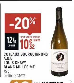 côteaux bourguignons a.o.c. louis chavy blanc millésimé
