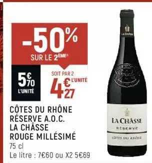 côtes du rhône réserve a.o.c. la châsse rouge millésimé