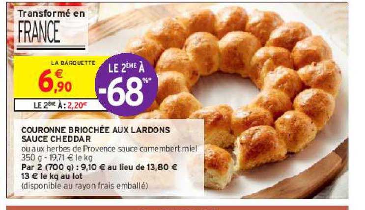 couronne briochée aux lardons sauce cheddar