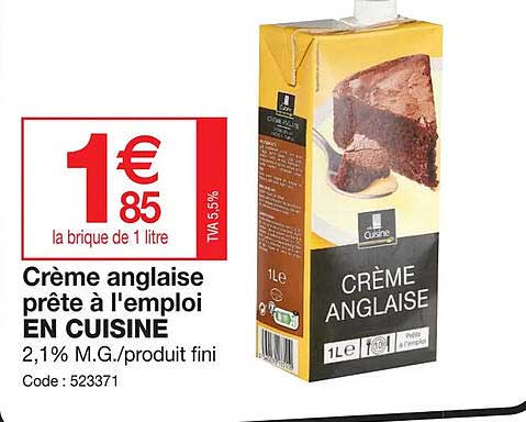 crème anglaise prête à l'emploi en cuisine