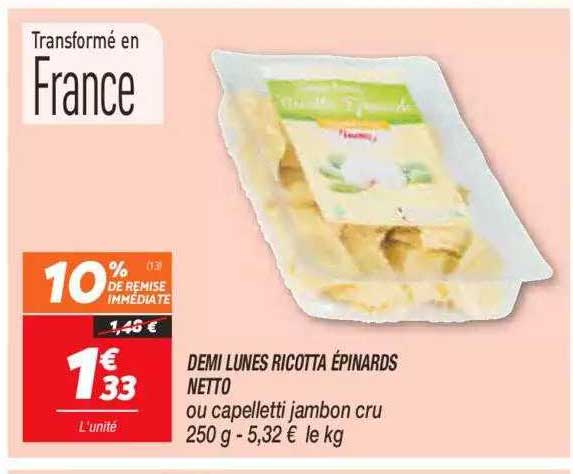 demi lunes ricotta épinards netto
