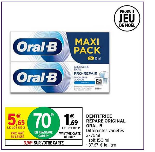dentifrice répare original oral b