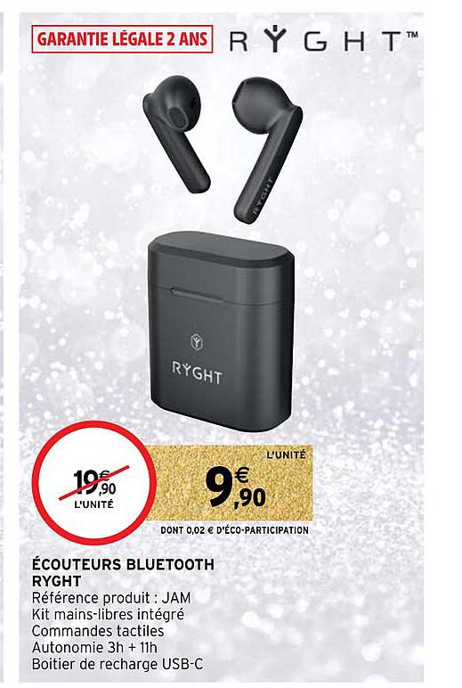 écouteurs Bluetooth Ryght