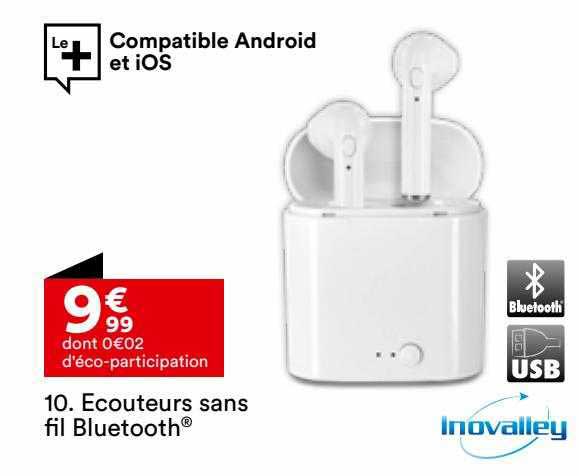 écouteurs sans fil bluetooth inovalley