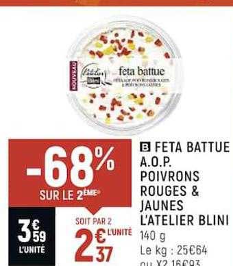 feta battue a.o.p. poivrons rouges & jaunes l'atelier blini
