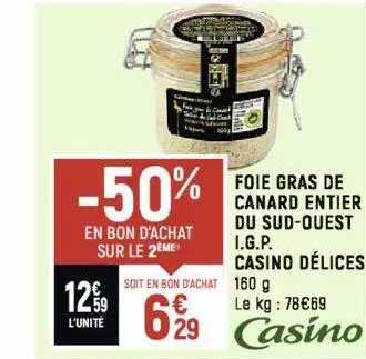 foie gras de canard entier du sud-ouest i.g.p. casino délices