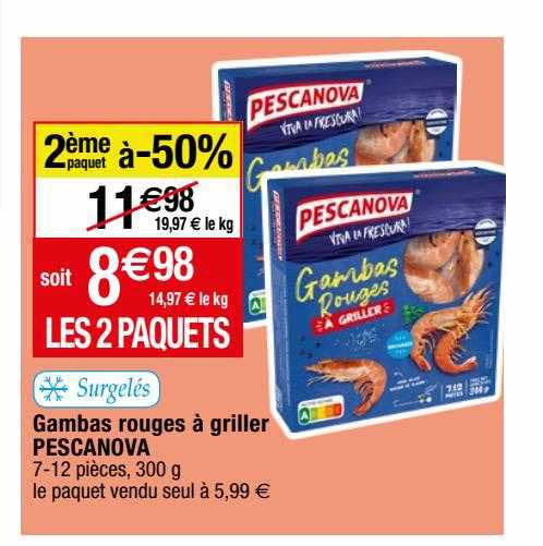 Gambas Rouges à Griller Pescanova 2ème Paquet à -50%