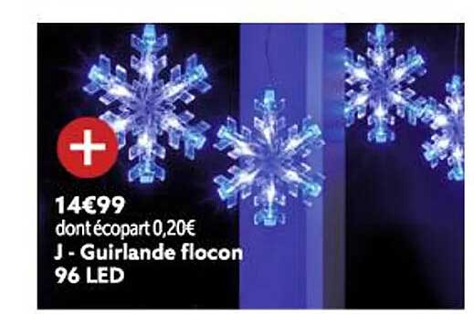 guirlande flocon 96 led