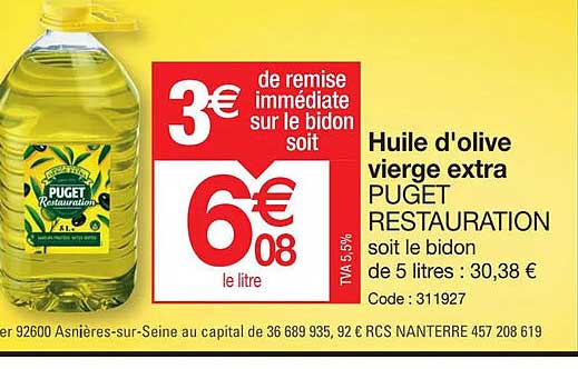 Huile D'olive Vierge Extra Puget Restauration