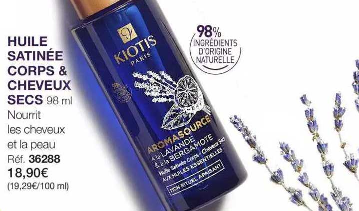 huile satinée corps & cheveux secs nourrit les cheveux et la peau