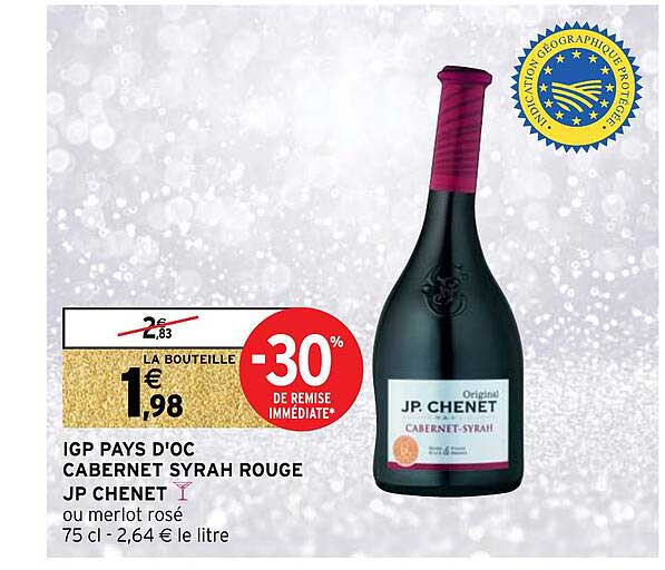 igp pays d'oc cabernet syrah rouge jp chenet
