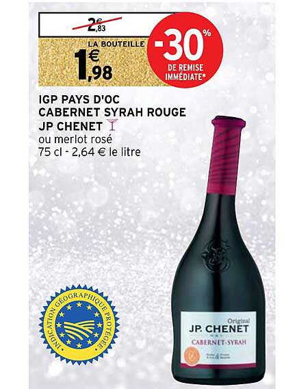 igp pays d'oc cabernet syrah rouge jp chenet