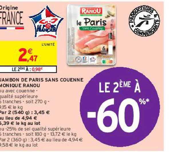 jambon de paris sans couenne monique ranou