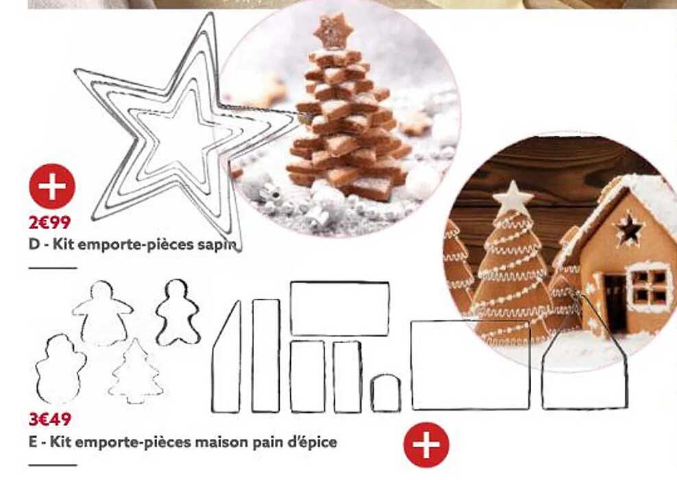 kit emporte-pièces sapin, kit emporte-pièces maison pain d'épice